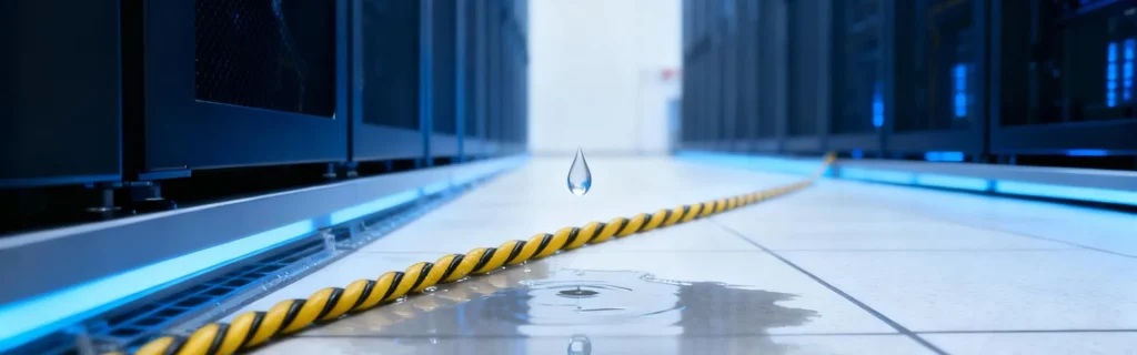 Water leak sensing cable on the data center floor monitor water leakage in real-time.